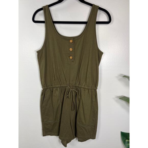 Olive Green Sleeveless Jumpsuit - Picture 2 of 8